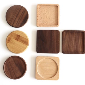 Set Of 4 Wooden Coasters, Wood Coasters, Drink Coasters, Wooden Coaster Set, Various Colour and Design, Housewarming Gift | Nature Lovers