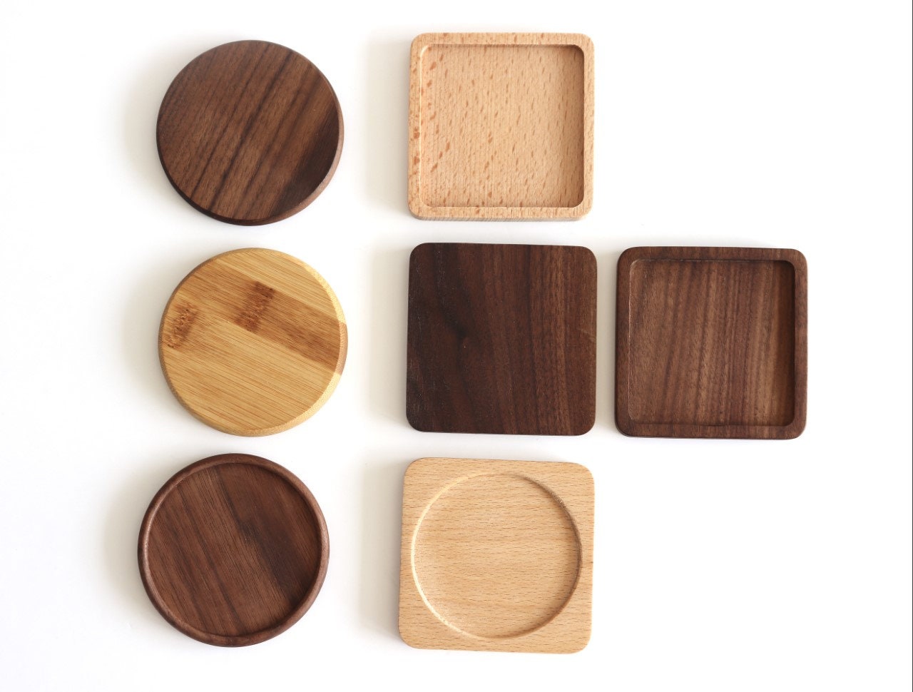 Personalised Square Wood Coasters, Custom Coasters, Wooden Coaster Set,  Handmade Wooden Coasters, Wood Square Coasters, Natural Wood Coaster 
