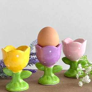 Ceramic Egg Cups Set, Egg Cup, Egg, Breakfast, Set Of 2 Tulips Egg Cups, Eierbecher, Cute Ceramics, Egg Holder Set, Egg Holder, Gift