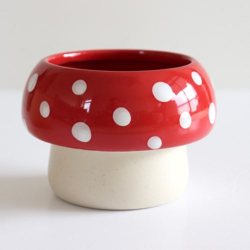 Mushroom Plant Pot, Ceramic Planter, Mushroom Decor, Cottagecore, Plants, Cute, Indoor Planter, Succulent, Gardening Gift