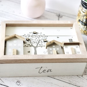 Seconds Sale, Wooden Tea Box, Tea Storage, Tea bag Holder, Tea Lover Gift, Personalised Tea Box, Tea Organiser, Gift For Her,