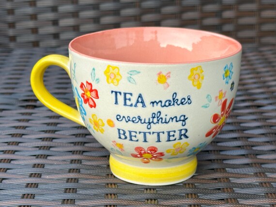 Floral Ceramic Tea Cup, Coffee Mug, Ceramics, Pottery, Ceramic Mug, Gift For Her, Cute Ceramics