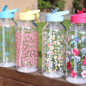 Reusable Water Bottle With Flip Straw, 1 Litre, Water Bottle, Hydration Bottle, Various Designs Available, Gift