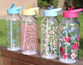 Reusable Water Bottle With Flip Straw, 1 Litre, Water Bottle, Hydration Bottle, Various Designs Available, Gift