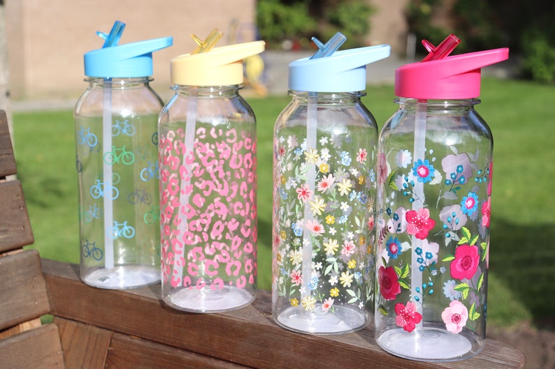 Water Bottle, Reusable 1 Litre Water Bottle With Flip Straw, Hydration Bottle, Various Designs Available, Gift, Wild Flowers image 7