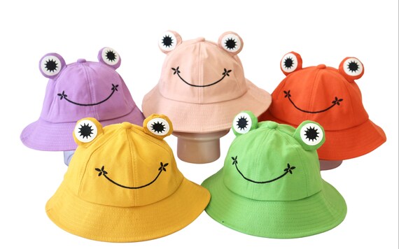 Smiley Face Frog Bucket Hat Set - Multicolor Halloween Costume Mix and Match Amazon.com: SAOROPEB Frog Bucket Hat - Cotton Fisherman Hat  main image 2