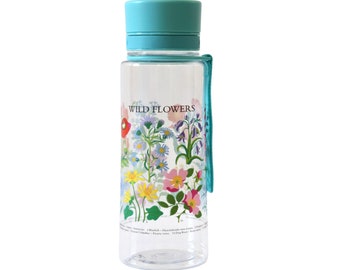 Botella de agua reutilizable con pico para beber, botella de agua floral, flor silvestre, botella de agua 600 ml, regalo personalizado, regalo para ella