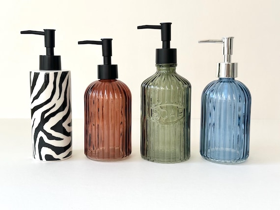 Refillable Glass Soap Dispenser - Modern Ceramic Pump Bottle