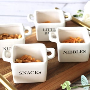 Ceramic Snack Bowls, Set Of 4 Snack Bowls With Handles, Personalised Snack Bowls, Serving Bowls, Snack Bowls Set, Housewarming Gift