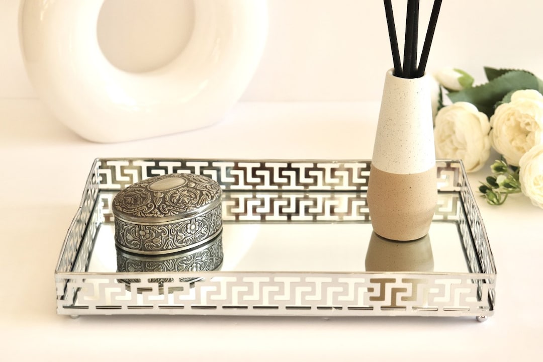 Rectangle Mirrored Tray, Vanity Tray, Mirror Tray, Perfume Tray