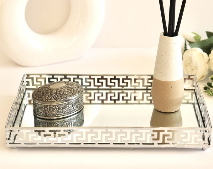 Rectangle Mirrored Tray, Vanity Tray, Mirror Tray, Perfume Tray