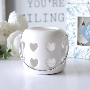 Ceramic Hearts Tealight Holder With Scented Tealights, T-light Holder, Gift For Her, Lantern, Candle Holder, Home Decor, Home Fragrance