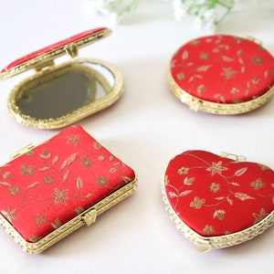 Compact mirror, Pocket Mirror, Makeup Mirror, Handbag Mirror, Wedding Favors, Oriental Silk, Gift For Her, Wedding Gift image 8