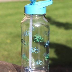 Water Bottle, Reusable 1 Litre Water Bottle With Flip Straw, Hydration Bottle, Various Designs Available, Gift, Wild Flowers Bicycle