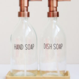 Glass Bottles 500ml With Stainless Steel Pump | Bamboo Tray | Soap Dispenser | Hand Soap Dispenser | Hand wash | Dish Soap | Kitchen