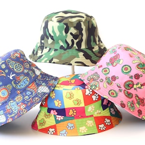 Mushroom Hat, Bucket Hat, Sun Hat, Summer Hat, Unisex Hat, Fisherman Hat, Reversible, Paws, 100% Cotton Hat, Beach Hat