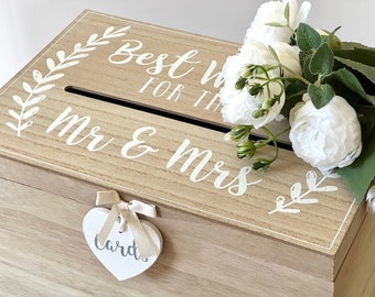 Boîte aux lettres en bois pour mariage rustique, M. et Mme, tirelire mariage, décoration de mariage, porte-cartes de mariage, boîte aux lettres