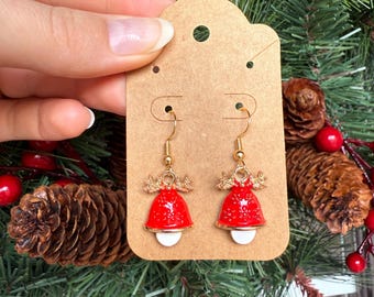 Red Christmas bell earrings