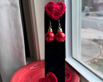 Red and gold Valentine’s Day earrings
