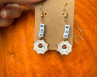 Spooky spiderweb Halloween earrings