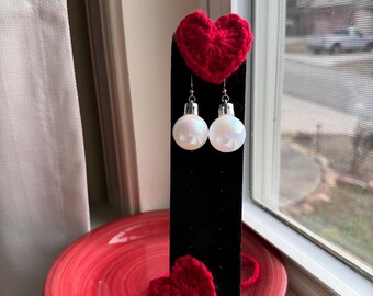White Valentine’s Day earrings