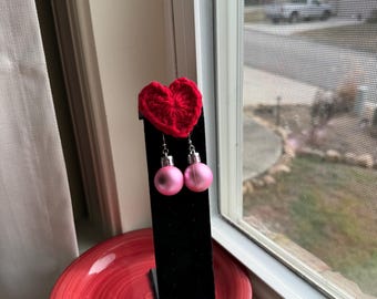 Pink Valentine’s Day earrings