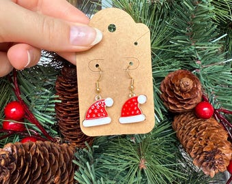 Red Santa hat earrings
