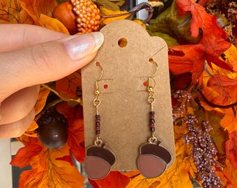 Acorn dangly earrings