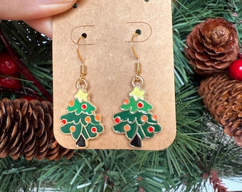 Festive Christmas tree earrings