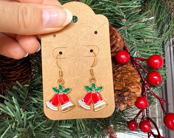 Christmas mistletoe bell earrings