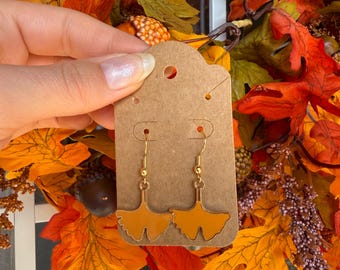 Gold ginkgo fall leaf earrings