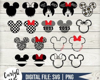 SVG, mickey and minnie head bundle, digital download, cut file, instant, sublimation, cricut, castle, 2023, retro, cheetah, floral, diy