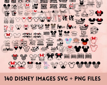 May include: A collection of 140 Disney-themed images in black, white, and red. The images feature Mickey Mouse, Minnie Mouse, and other Disney characters. The images are perfect for crafting, scrapbooking, and other creative projects.