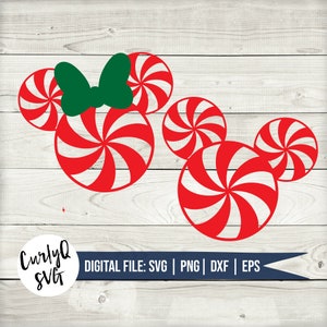 SVG, Christmas, Mickey, Minnie, peppermint, candy cane, holiday, santa, digital download, cut file, cricut, candy, magic, castle, diy