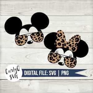 SVG, cheetah mickey, cheetah minnie, wild, cheetah print, animal print, popular, cut file, DIY, digital download, safari, sunglasses