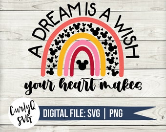 SVG, Mickey, dream, wish, heart, digital download, instant, cut file, cricut, PNG, princess, magic, castle, silhouette, DIY, minnie, rainbow
