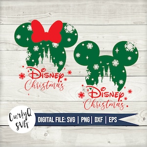 SVG, Kerstmis, Mickey, Minnie, vrolijk kerstfeest, vakantie, kasteel, magisch, kerstman, gesneden bestand, digitale download, cricut, sneeuw, winter, doe-het-zelf