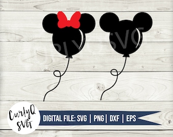 SVG, Ballon, Mickey Ballon, Minnie Ballon, Schloss, Schleife, Zauber, Kinder, Schneidedatei, digitaler Download, Cricut, Silhouette, PNG, Sublimation