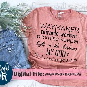 SVG, Waymaker, Wundertäter, Versprechenswahrer, Licht in der Dunkelheit, mein Gott, Jesus, Kreuz, religiös, inspirierend, süßes Shirt, Kirche