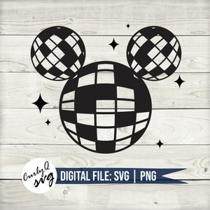 Musse Pigg SVG, Discokula, retro, 70-tal, dans, digital nedladdning, klippfil, Cricut, silhuett, Musse Pigg musikband, Musse Pigg musik, png, skimmer