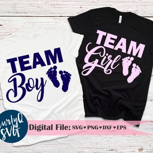 SVG, chico del equipo, chica del equipo, archivo recortado, revelación de género, fiesta, bebita, pronto para ser mami, papi, baby shower, azul, rosa, recién nacido
