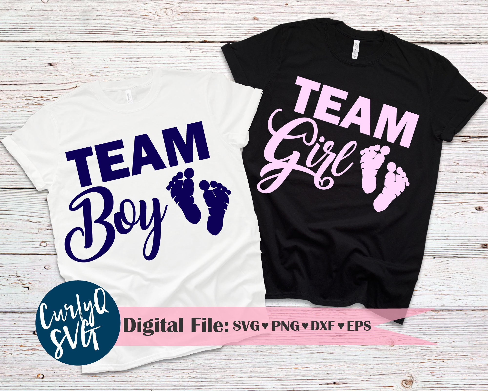 SVG Team Boy Team Girl Cut File Gender Reveal Party Baby Etsy