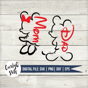 SVG, Mickey, Umriss, Mom, Dad, Reise, Silhouette, digitaler Download, Schneidedatei, PNG, niedlich, passend, Sofort-Download, Urlaub, Schloss