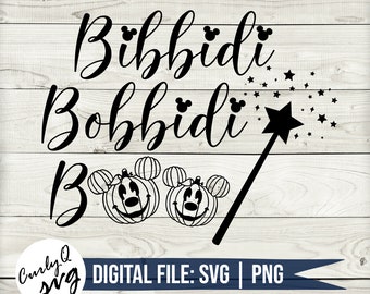 SVG, bibbidi bobbidi boo, fairy godmother, cut file, digital download, PNG, DIY, mickey, princess, halloween, pumpkin, boo bash, spooky