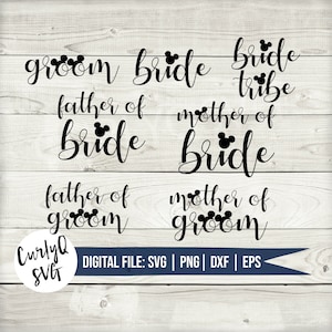 SVG, sposa, sposo, madre della sposa, madre dello sposo, padre dello sposo, padre della sposa, tribù della sposa, festa di nozze, download digitale, Topolino