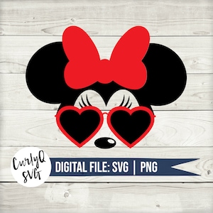 SVG, corazón minnie, amor, descarga digital, instante, princesa, castillo, cricut, archivo recortado, silueta, enamorado, diy, mickey, gafas de sol