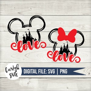 SVG, love, valentine, Mickey, Minnie, castle, magic, heart, couple, married, boyfriend, girlfriend, digital download, instant, cut file