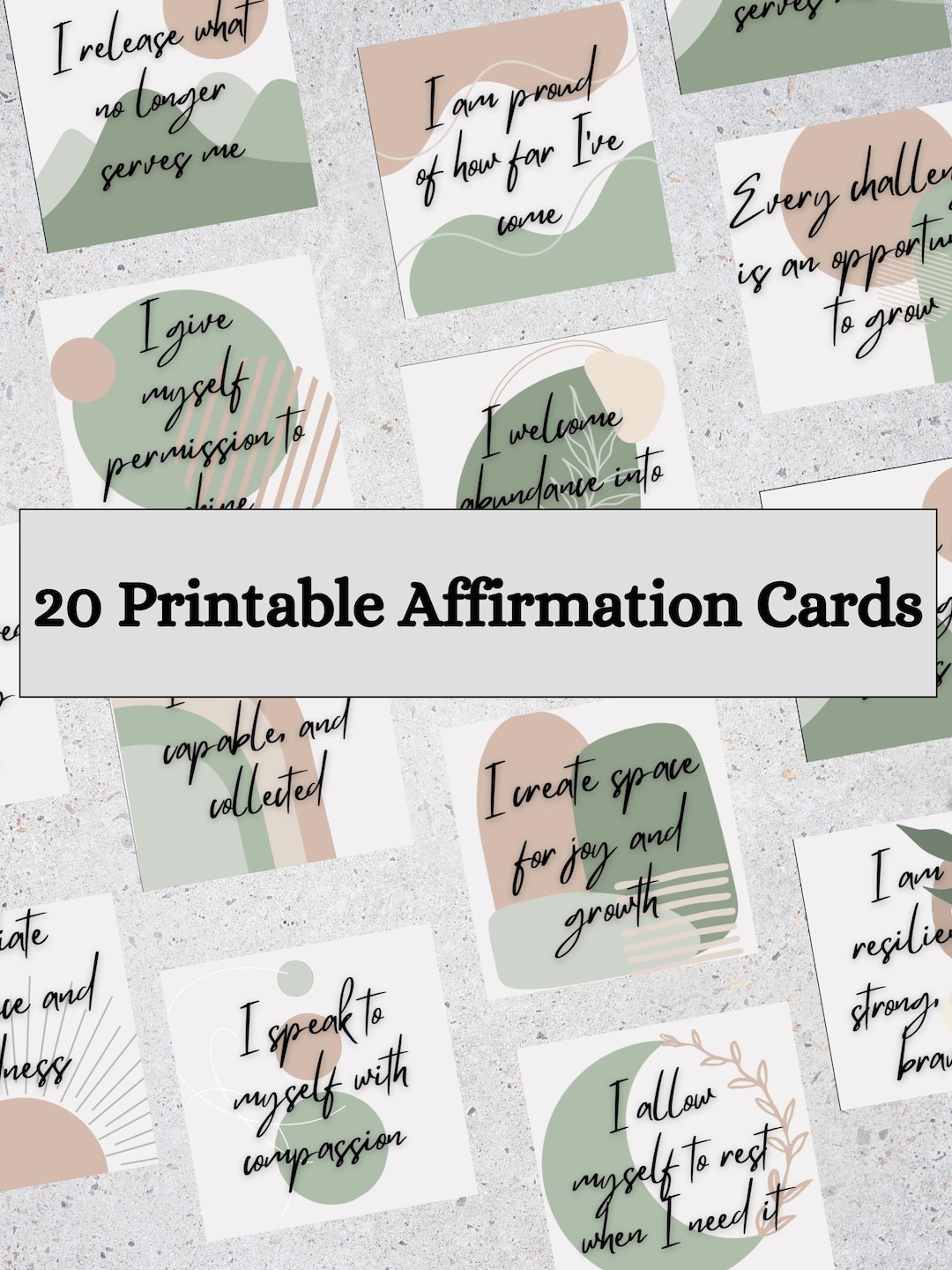 Boho Printable Affirmation Cards | 20 Minimalist Self Love & Positivity ...