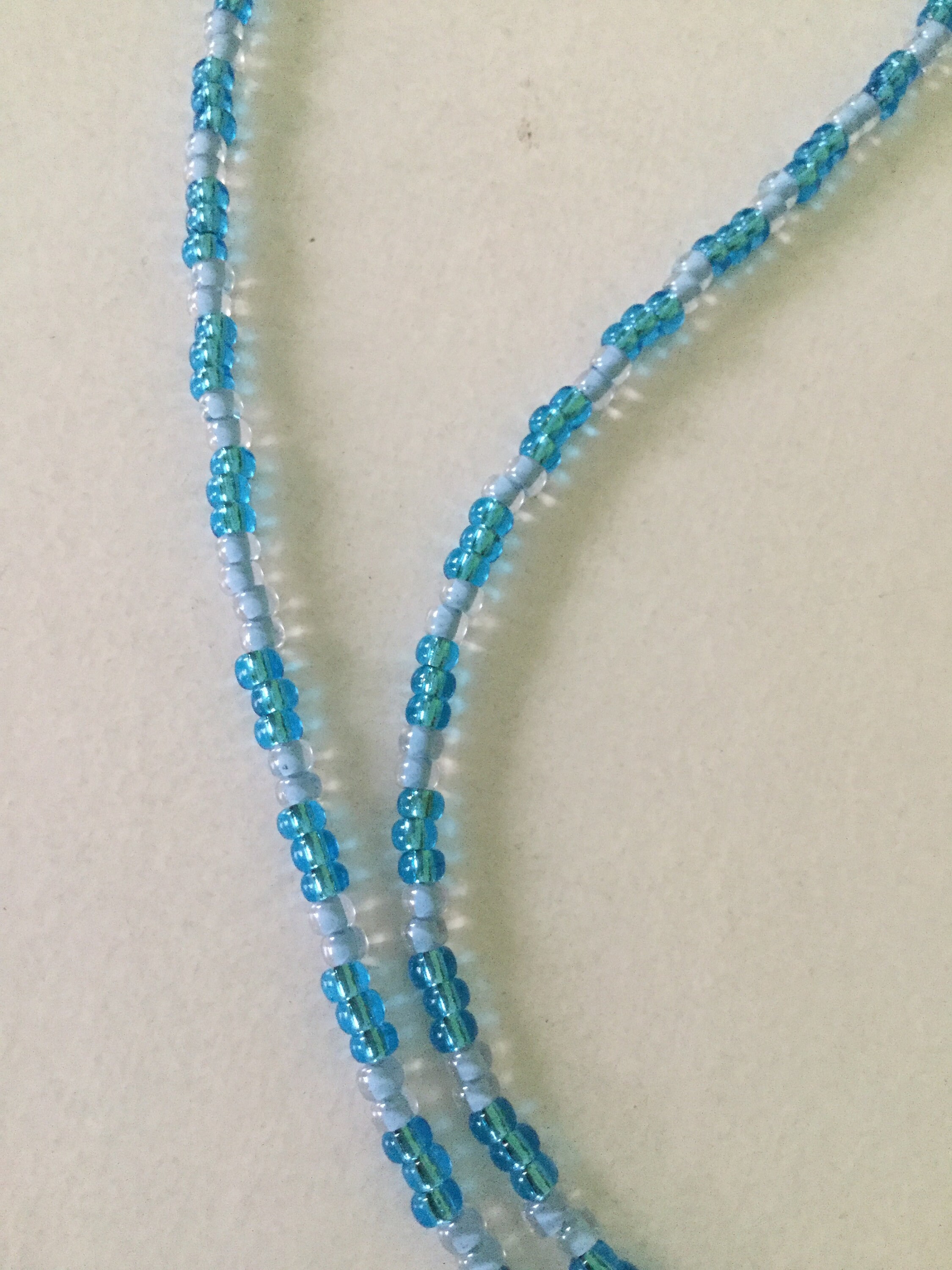 Beaded Eyeglass Holder Beaded Eyeglass Chain Two Tone Blue Etsy