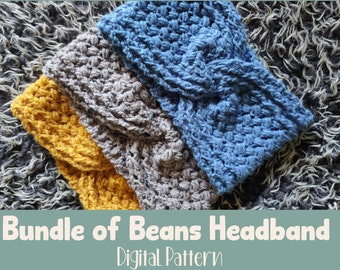 Crochet Bundle of Beans Headband Pattern (Digital Download)